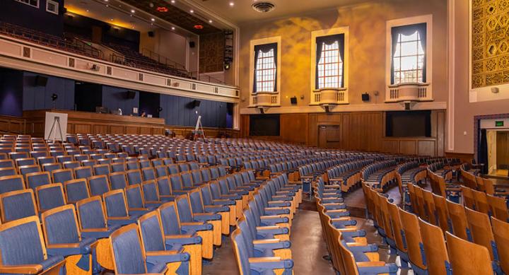 UT's Hogg Auditorium Interior view of seats and balcony